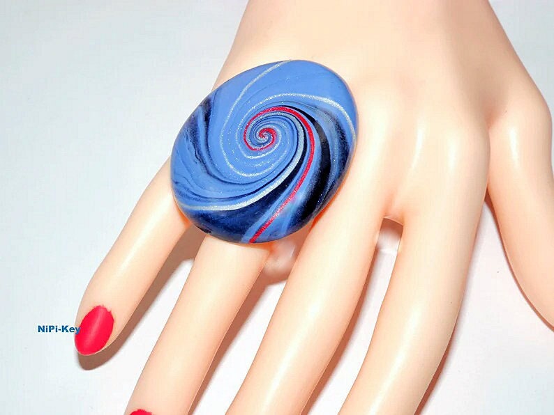 Polymer Clay Ring WHIRLWIND image 1