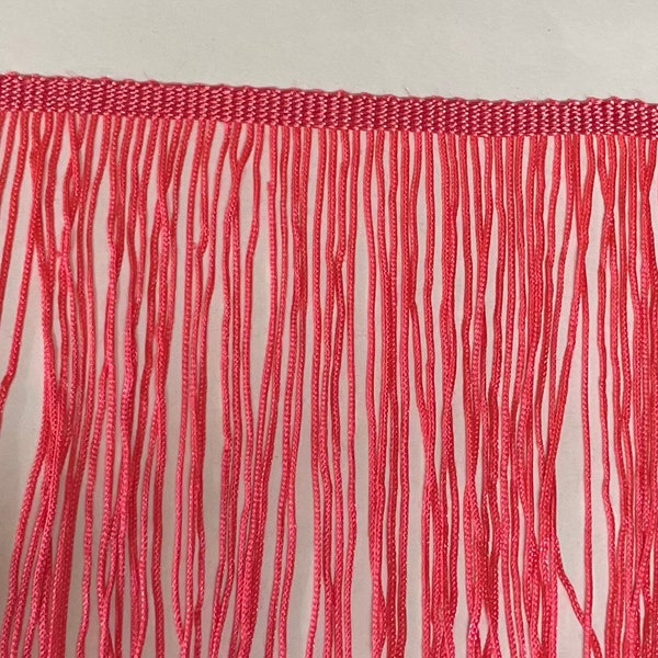 By the Yard-6" DARK CORAL Pink CHAINETTE Polyester Fabric Fringe Lampshade Lamp Costume Trim