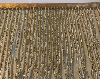 6/6.5" GOLD Glass SEED Bead Beaded Fringe Lamp Costume Trim