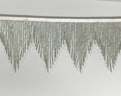 6 quot Silver Glass SEED and Long Bugle Beaded Fringe CHEVRON Lamp Costume Trim