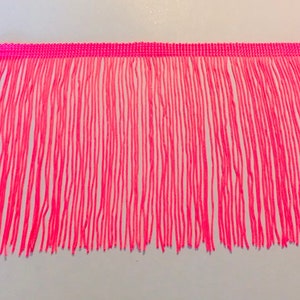 By the Yard-6" NEON Hot Pink CHAINETTE Fabric Fringe Lampshade Lamp Costume Trim