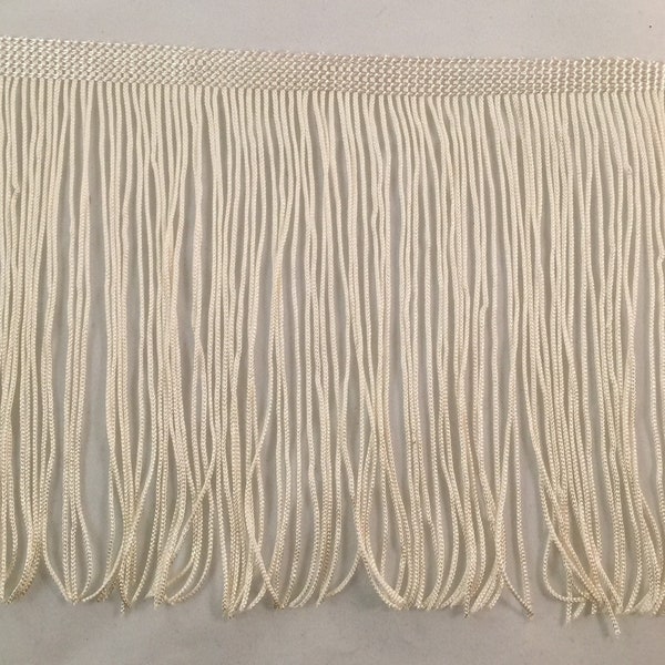 By the Yard-6" IVORY CHAINETTE Fabric Fringe Lampshade Lamp Costume Trim