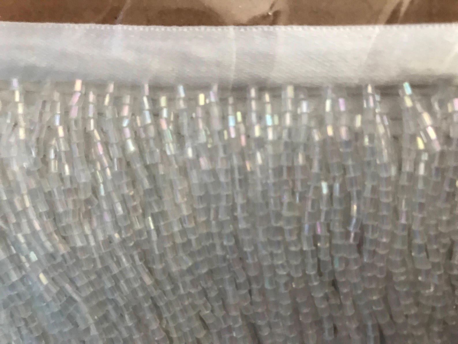 6 Clear White Crystal AB Glass BUGLE Bead Beaded Fringe - Etsy