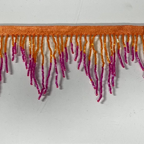Orange Fringe Bugle Bead Trim Etsy