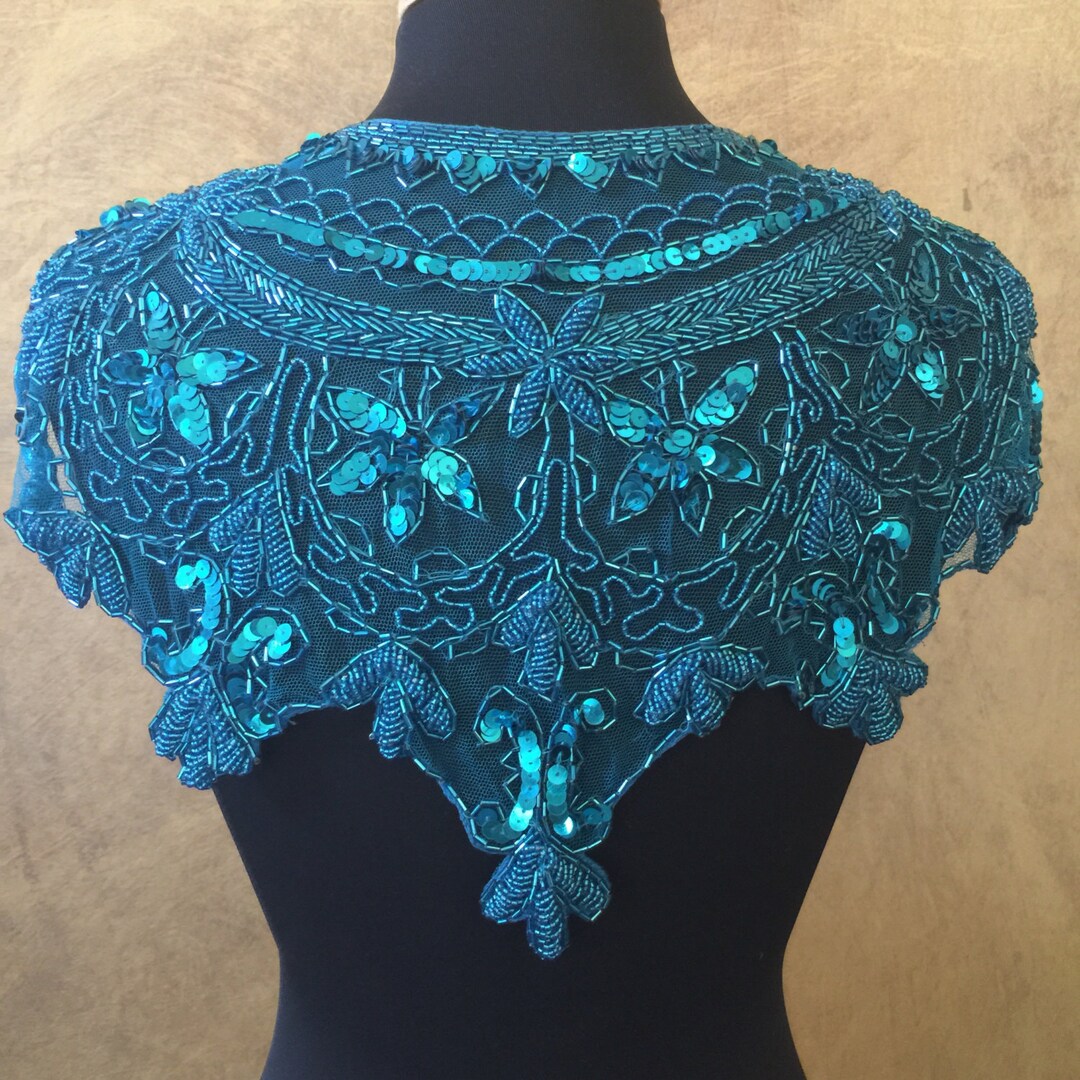 Sequin Glass Beaded & Sequin Lace Collar Shoulder Shrug Shawl - Etsy