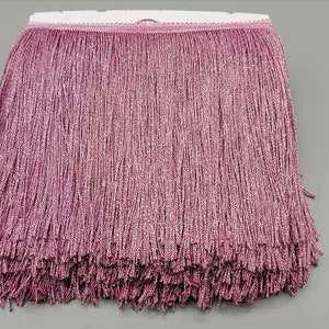 By the Yard-6" METALLIC PINK Chainette Fabric Fringe Lampshade Lamp Costume Trim