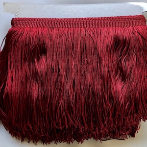 By the Yard-6" CRANBERRY Burgundy CHAINETTE Fabric Fringe Lampshade Lamp Costume Trim