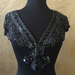 Sequin Glass Beaded & Sequin Wrap Lace Collar Shoulder Shrug Shawl ...