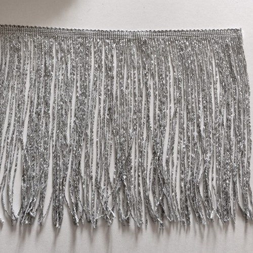 By the Yard-8 Metallic Silver CHAINETTE Fabric Fringe - Etsy