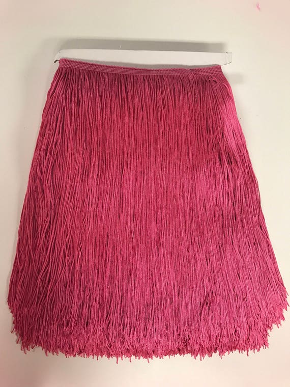1/" FUCHSIA HOT PINK BEADED FABRIC FRINGE FABRIC TRIM 8 YARDS