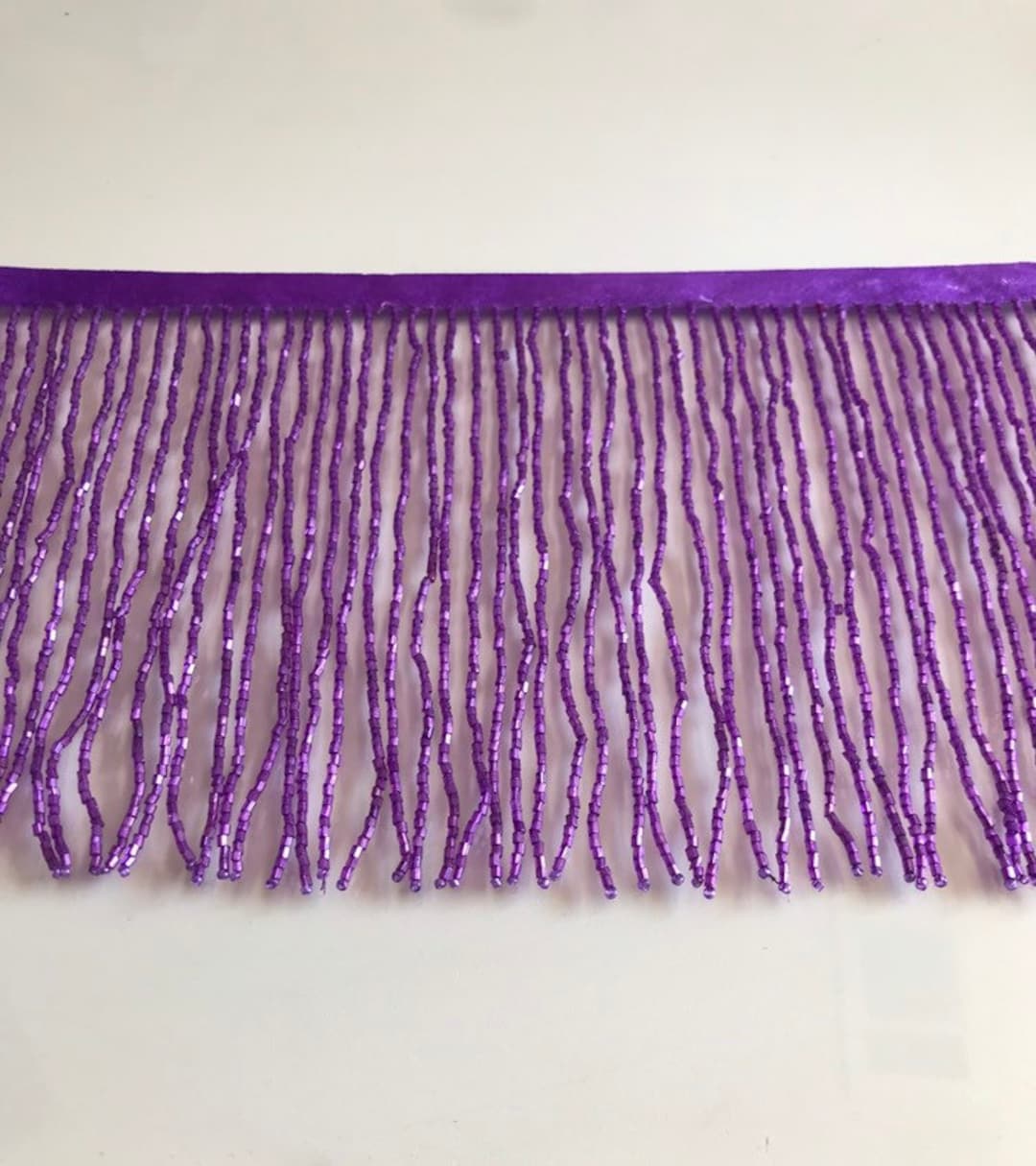 6.5/6 PURPLE Glass BUGLE Bead Beaded Fringe Lamp Costume Trim Etsy
