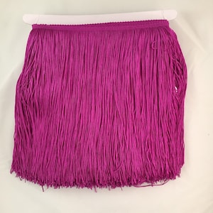 By the Yard-12&quot; FUCHSIA Pink Chainette Fabric Fringe Lampshade Lamp Costume Trim