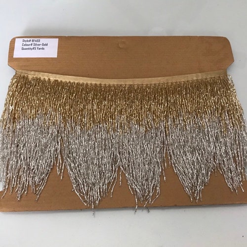 1 Yard 6.5" Red & Gold Glass Seed Bugle Beaded Fringe Chevron Lamp Costume Trim 1 Yard 6.5" Red & Gold Glass Seed Bugle Beaded Fringe Chevron Lamp Costume Trim