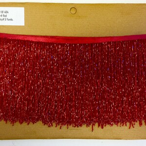 6 RED Glass BUGLE Bead Beaded Fringe Lamp Costume Trim image 3