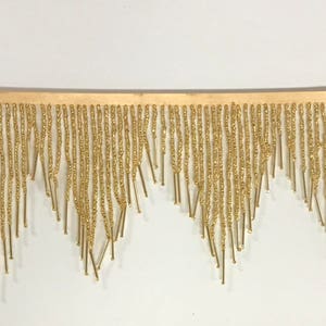 6.5" Gold Glass SEED Bead Beaded Fringe CHEVRON Lamp Costume Trim Variegated