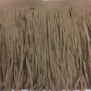 By the Yard-6&quot; BEIGE Faux Suede Leather Fringe Lampshade Lamp Costume Purse Bag Trim