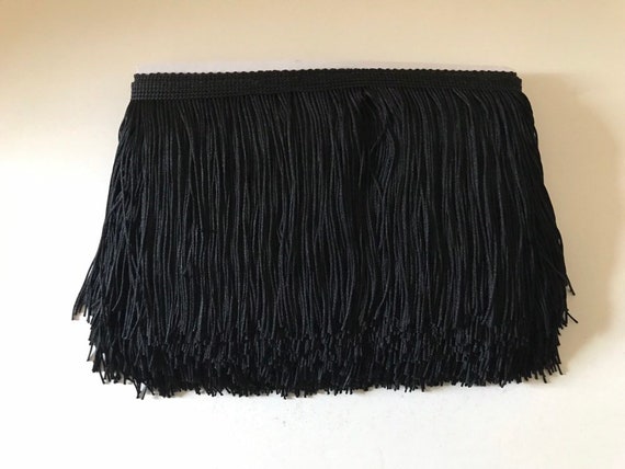 6 Black Chainette Fabric Fringe Lampshade Lamp Costume Trim by the Yard