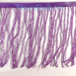 6.5/6&quot; LIGHT PURPLE Glass BUGLE Bead Beaded Fringe Lamp Costume Trim