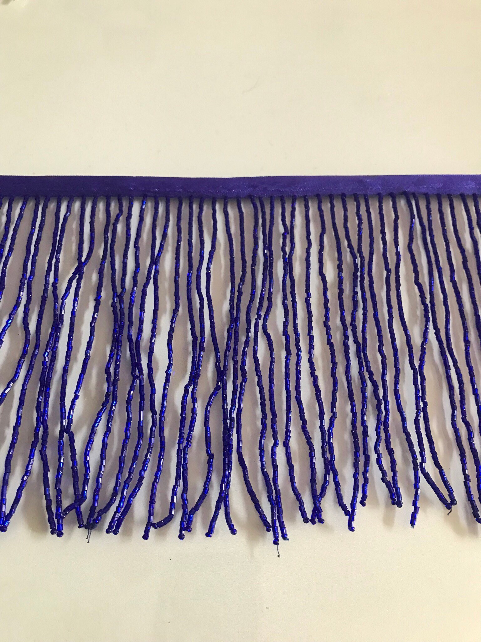 SEWACC Home Textile Bead Lace Trim with Beads Beaded Fringe Ribbon Macrame  Decor Bead Trim Pendant Tassel Edged Curtains Blue Curtain Beaded Trim for
