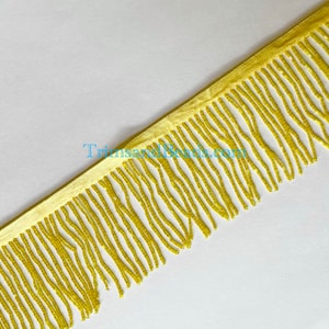 3/3.5&quot; YELLOW Glass BUGLE Bead Beaded Fringe Lamp Costume Trim