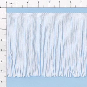 By the Yard-6&quot; White CHAINETTE Fabric Fringe Lampshade Lamp Costume Trim