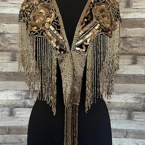 OR/NOIR Paillettes en verre, perles et paillettes roses, col en dentelle, épaule, haussement d'épaules, châle, appliques, Wrap Rodeo Western