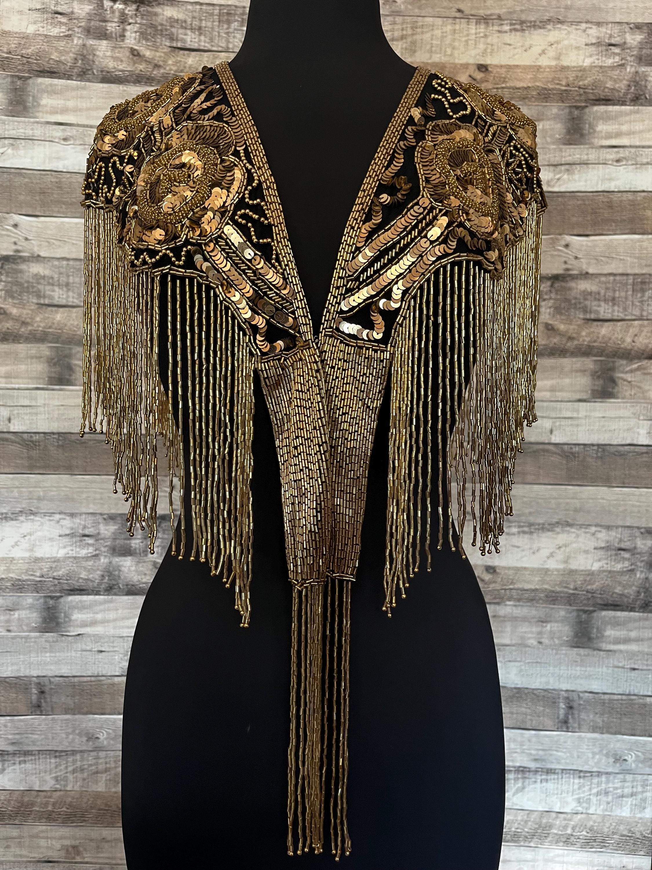 gold shrugs for evening dresses Fringed Sequins Shrug – Classic Rock Couture main image 0