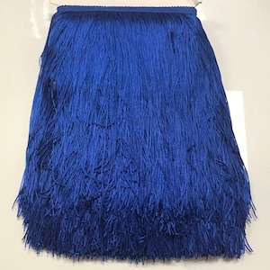 By the Yard-12&quot; Royal Blue CHAINETTE Fabric Fringe Lampshade Lamp Costume Trim