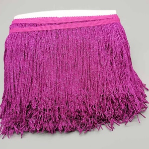 By the Yard-6" METALLIC FUCHSIA Hot Pink Chainette Fabric Fringe Lampshade Lamp Costume Trim