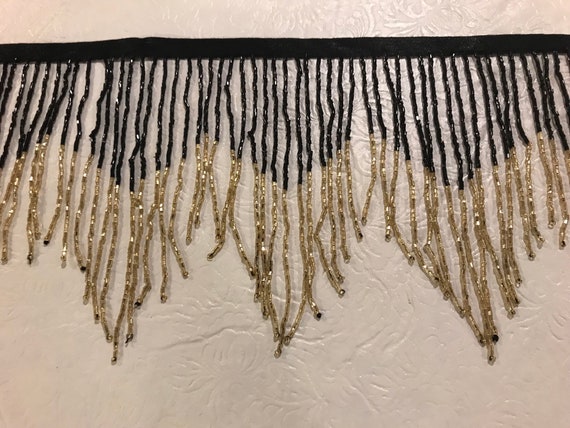 sold by 1 yard 6 inches custome dyed, seed bugle beaded fringe rose gold