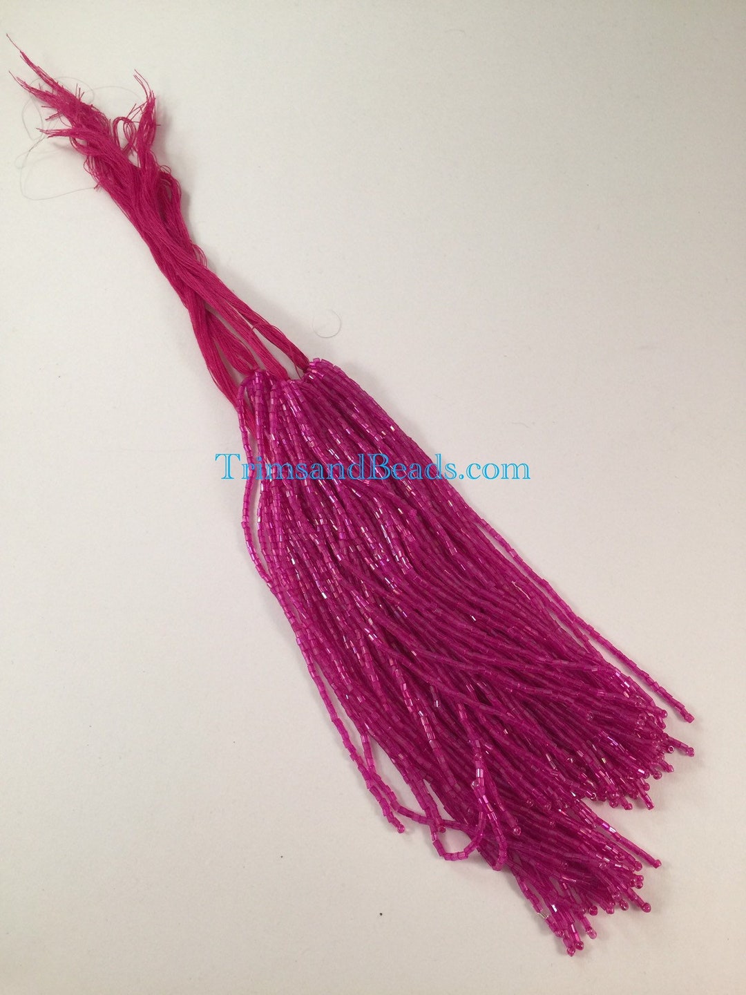 100 Pieces FUCHSIA PINK Droppers Individual 6 Inch Glass BUGLE Bead