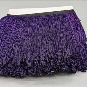 By the Yard-6&quot; METALLIC PURPLE Chainette Fabric Fringe Lampshade Lamp Costume Trim