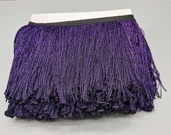 By the Yard-6" METALLIC PURPLE Chainette Fabric Fringe Lampshade Lamp Costume Trim