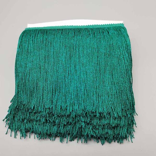 By the Yard-6" METALLIC TEAL GREEN Chainette Fabric Fringe Lampshade Lamp Costume Trim
