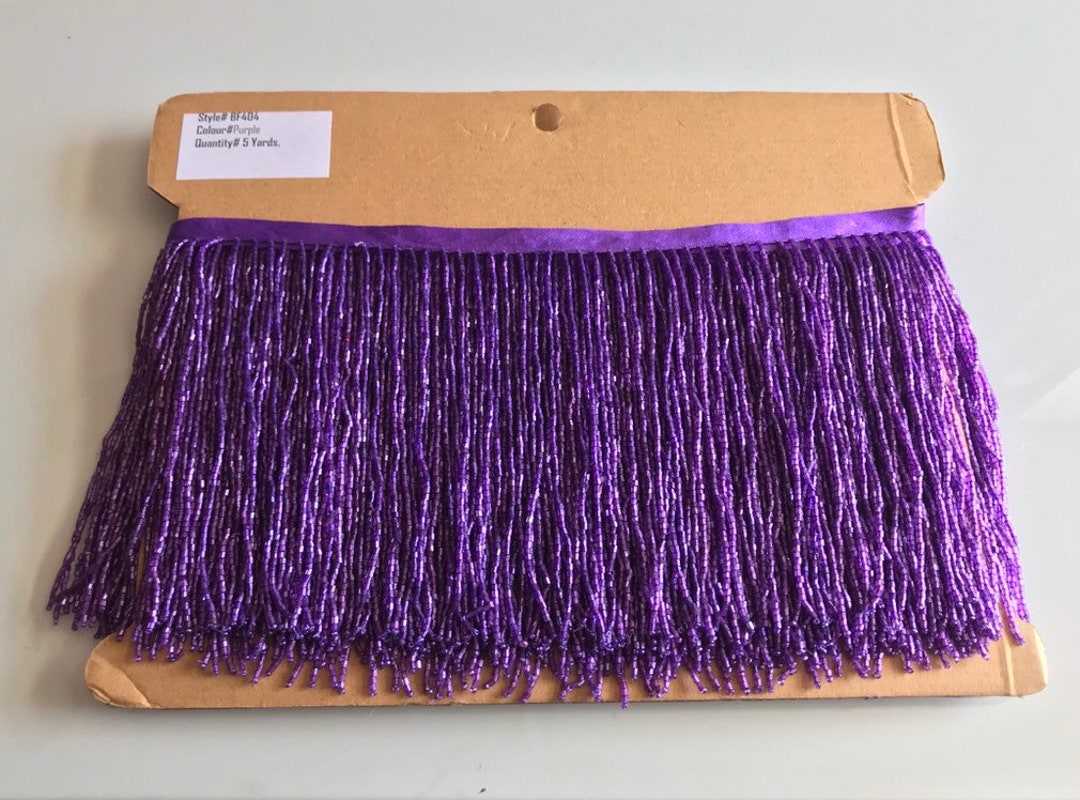 5 Yard Bolt6.5/6 PURPLE Glass BUGLE Bead Beaded Fringe Lamp Costume Trim Etsy