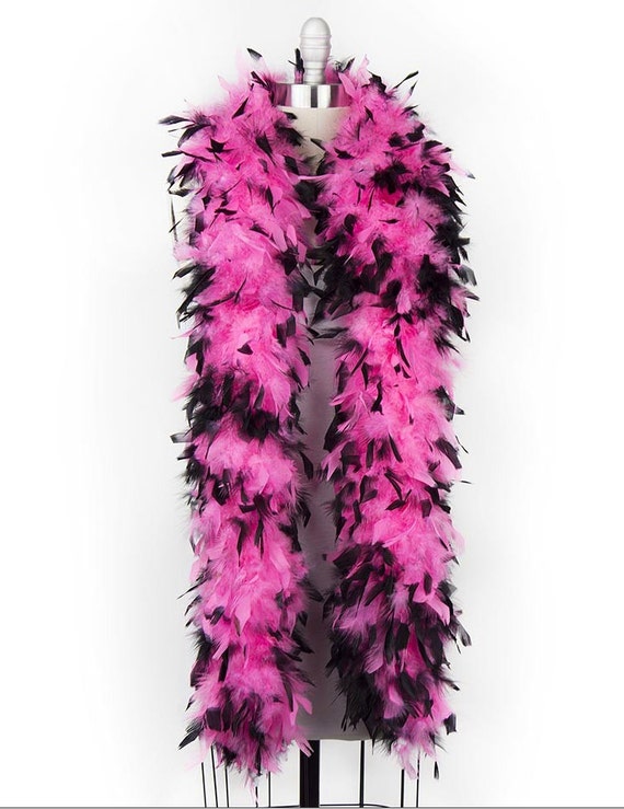 Boa en plumes de Chandelle épaisse de 120g, pointe rose/noir, 6 pieds,  fabrication de costumes/artisanat -  France