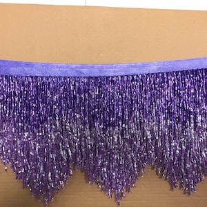 5 Yard Bolt- 6.5&quot; Dark Purple/Lilac Ombre Ombré Chevron Glass BUGLE Bead Beaded Fringe Lamp Costume Trim Variegated