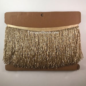 5 yard bolt-6.5/6&quot; GOLD Glass BUGLE Bead Beaded Fringe Lamp Costume Trim