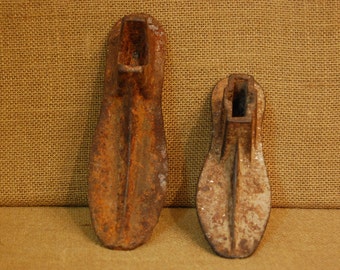 Vintage paar schoen schoenmaker ijzer schoen vormen, metaal schoen vormen voor reparatie van de schoenmaker, antieke schoenmaker schoen vormen voor weergave, antieke schoenen
