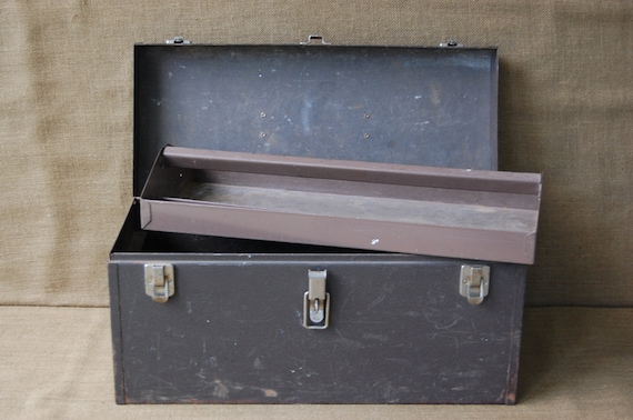 Vintage Metal Kennedy Tool Box, Vintage Metal Storage Box, Craft