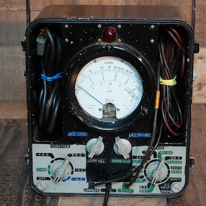 Vintage Test Meter, Volt Meter, Ohm Meter, AC DC Meter, 1950&#39;s test meter, glass cover and all test wiring leads in good shape Free Shipping