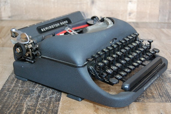 Vintage Remington Rand Deluxe Model 5 Typewriter, Blackand
