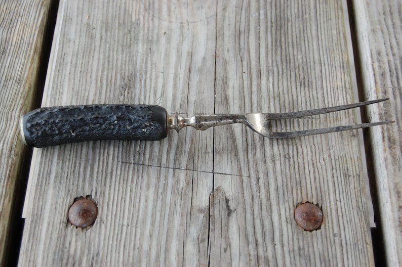 Vintage Bone, Antler Handle Knife Fork bild 1