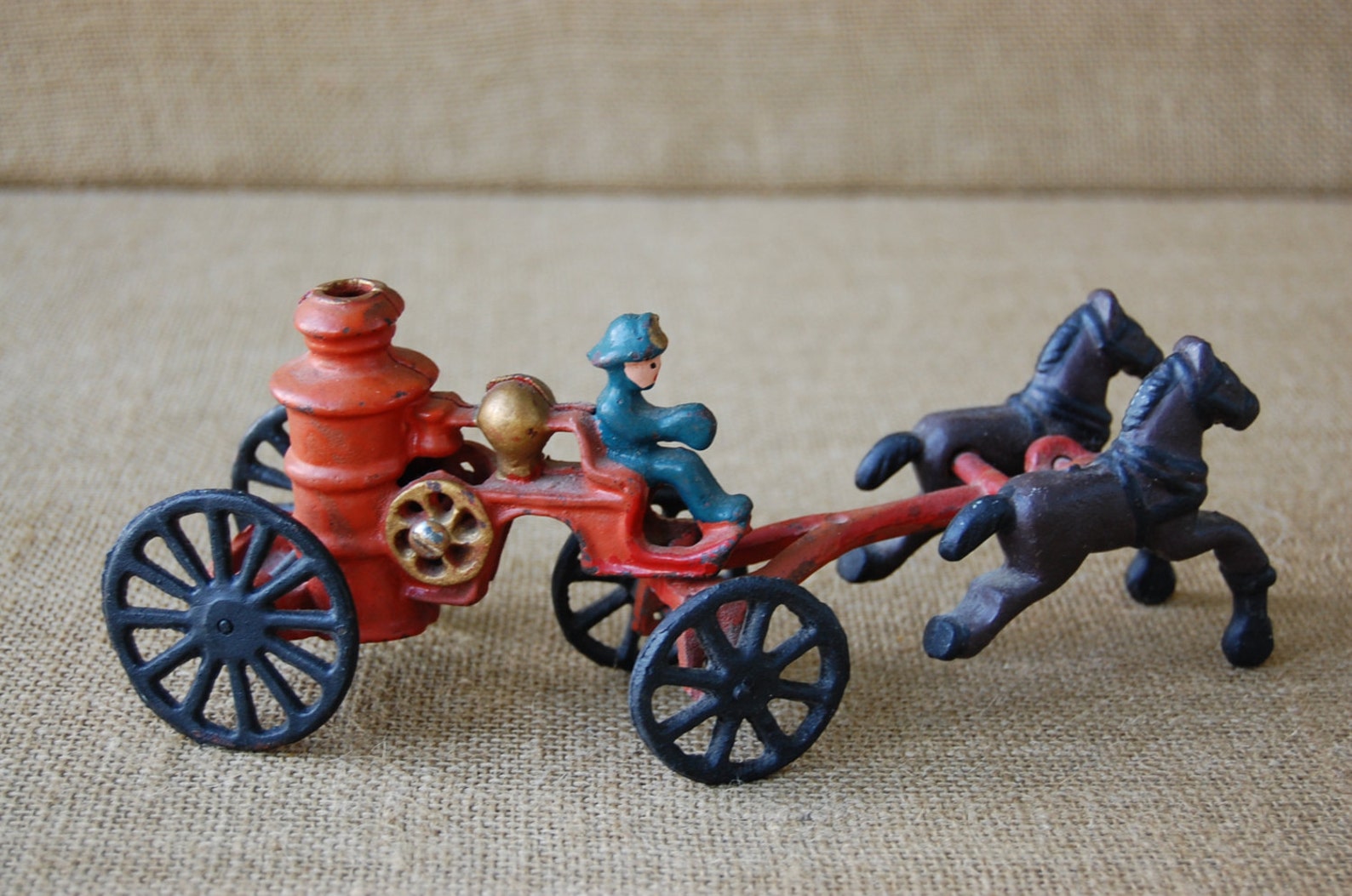 Vintage Cast Iron Horse Drawn Fire Pumper Wagon Etsy