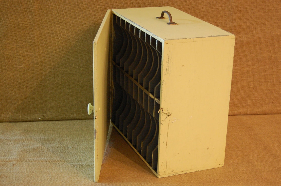 Vintage Yellow Storage Vintage Office Storage Etsy
