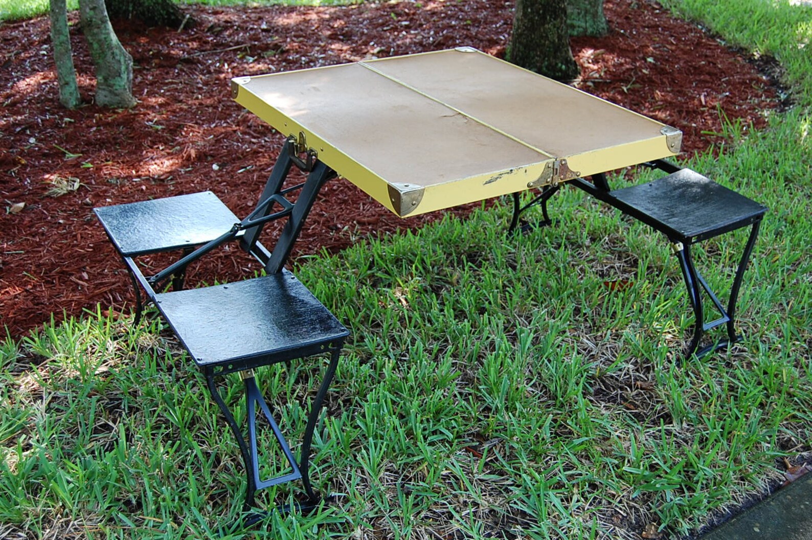 Vintage folding picnic table vintage folding table and four Etsy
