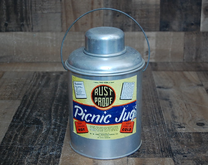 Vintage Picnic Jug Vintage Faris Rust Proof Thermos Aluminum Etsy