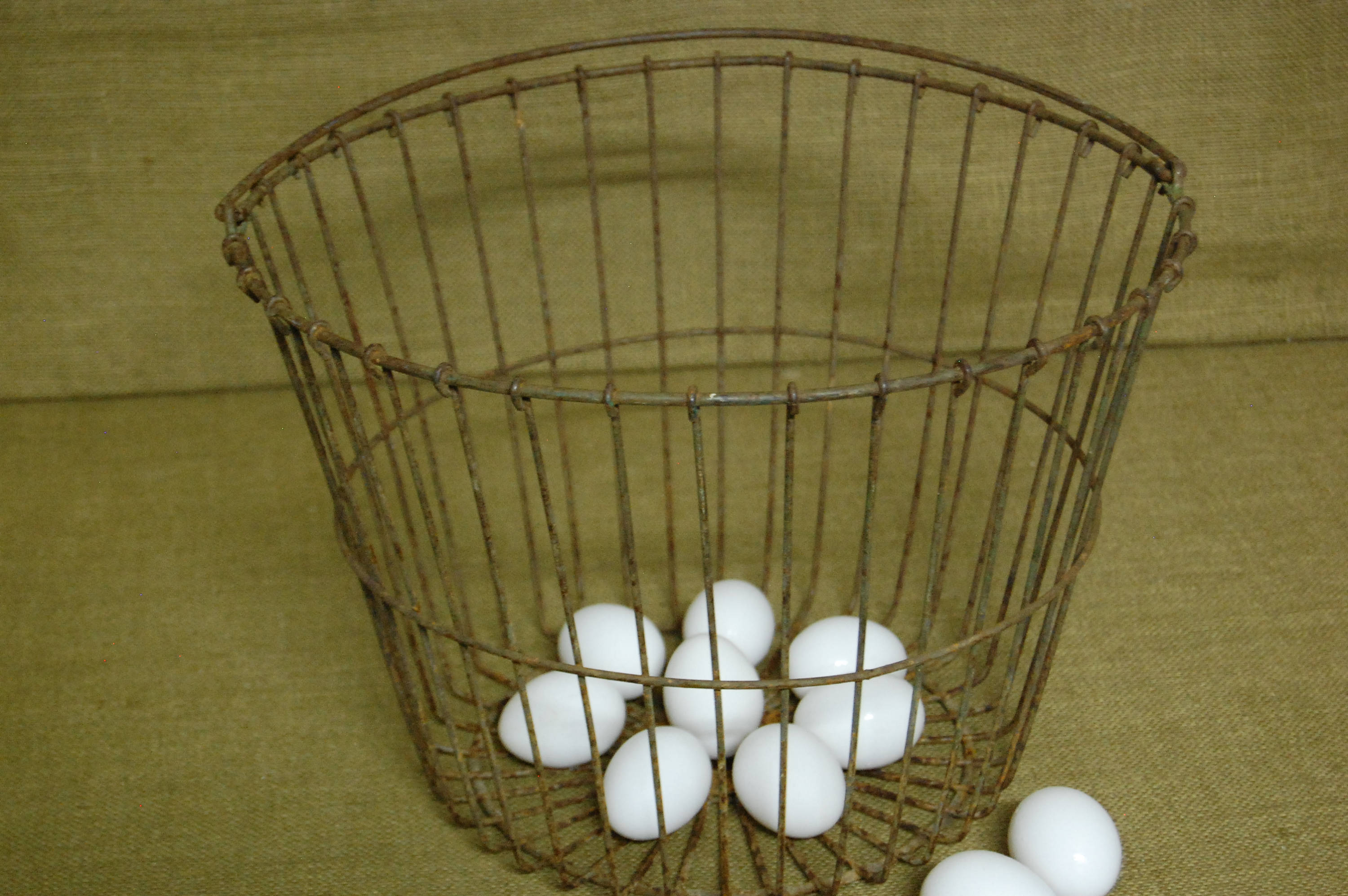 Antique Metal Egg Basket with handle vintage chicken egg Etsy