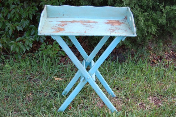 Vintage serving Tray and Stand, vintage drink tray, vintage storage tray, display tray,country cottage serving tray, shabby chic tray,