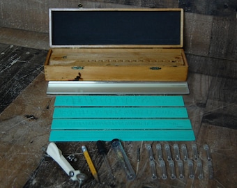 Vintage Drafting lettering kit, Technigraph lettering kit, original wood case, with all original parts cleaned and polished, FREE SHIPPING